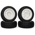 thumbnail image 1 of LINLIN 4PCS 75mm RC Rally Car Tyres Grain Rubber Tires and Vintage Plastic Wheel Rims 12mm Hex Compatible with 1:10 RC On Road Car for Traxxas Tamiya HSP HPI Kyosho, 1 of 7