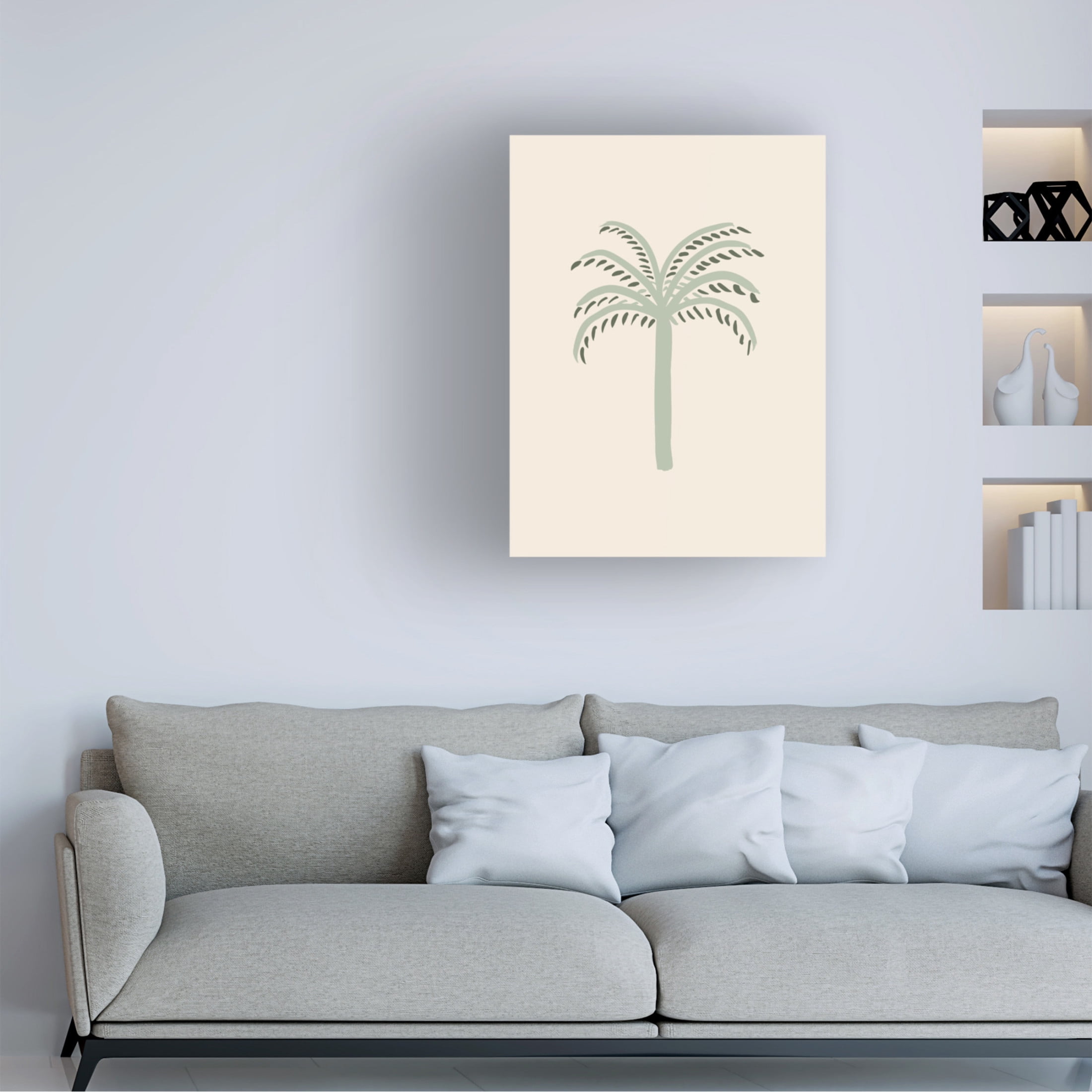 Trademark Fine Art Pictufy Studio Palm Beige and Green Canvas Wall Art