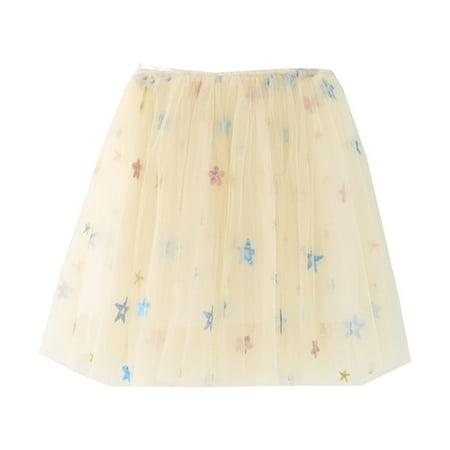 

kpoplk Skirts for Teen Girls Summer Skirts For Girls Cotton Lace Mini Tutu Short Skirt Baby Girl Clothes Mesh Skirts Clothing(Beige)