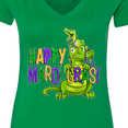 thumbnail image 4 of Inktastic Happy Mardi Gras Big and Little Alligators with Beads Women's V-Neck T-Shirt, 4 of 5