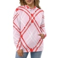 thumbnail image 4 of Pink Red Plaid Pattern Background Men's Women Vintage 3D Hooded Sweatshirt - All-Season Loose Fit Streetwear, 4 of 6