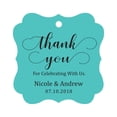 thumbnail image 1 of Darling Souvenir Custom Names Thank You For Celebrating With Us Wedding Hang Tags Personalized Party Tags-Turquoise-100 Tags, 1 of 1