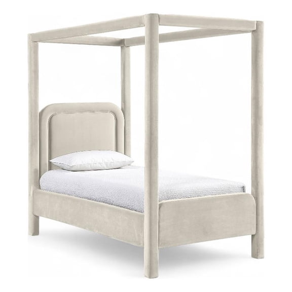 Meridian Furniture Salina Cream Velvet Upholstered Twin Bed