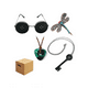 thumbnail image 1 of 4pz Coraline Collar Piedra Verde, llave, broche, gafas De Botón Lab.G Negro, 1 of 3