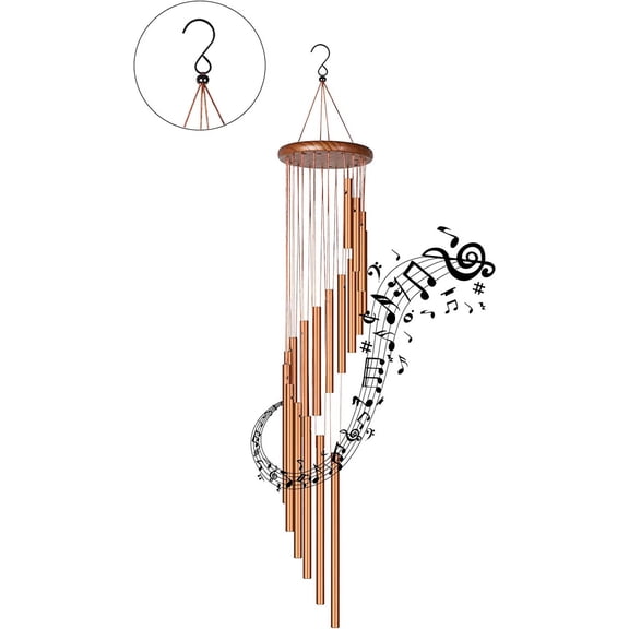 36" Gold Wind Chimes for Outside,Memorial Gifts Wind Chimes Outdoor,Memorial Wind Chimes with S Hook for Home Garden Decoration