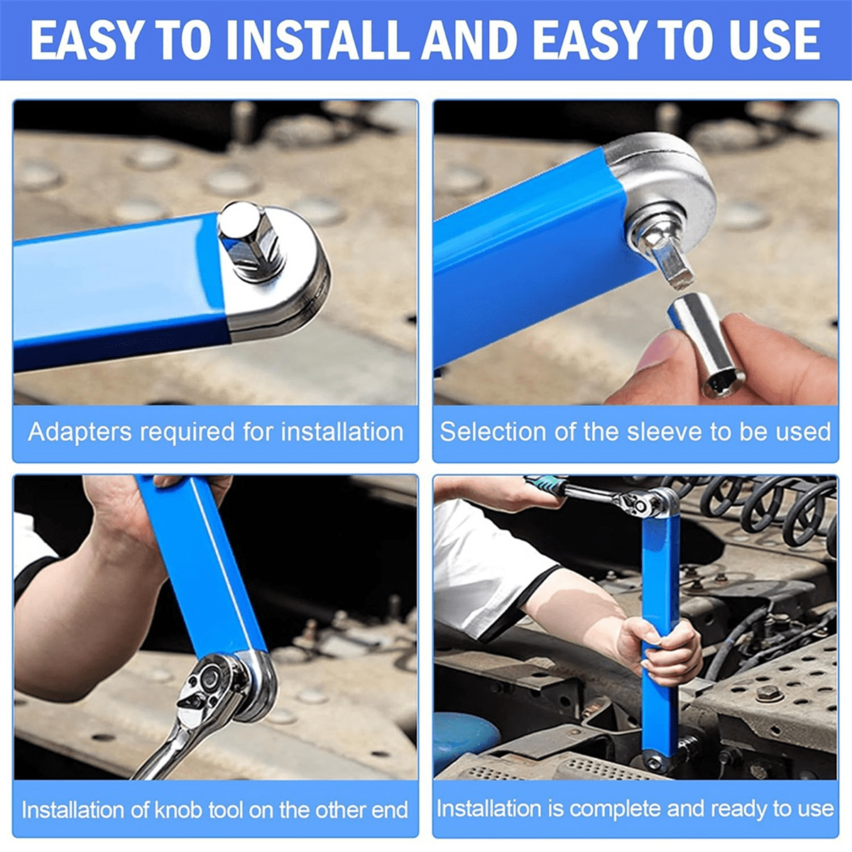 Extension Wrench 15inch 0 Degree Ratchet Tight Reach Extension Wrench Set with 1/2,1/4 and 3/8inch S alloy steel