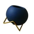 thumbnail image 2 of Pot de Fleurs Rond en Céramique Bleue avec Acier Galvanisé Design Simple 2 Pcs, 2 of 8