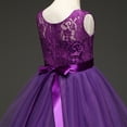 thumbnail image 5 of IBTOM CASTLE Big Girl Flower Lace Princess Tulle Long Dress for Kids Prom Formal Pageant Dance Gown 5-6 Years Purple, 5 of 8