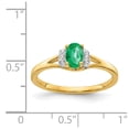 thumbnail image 3 of 14K Yellow Gold Ring Band Gemstone Emerald Oval Green Diamond Round, 3 of 3