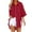 Red, variant on Alkepwun Button Down Shirts for Women Drop Shoulder Oversized Blouse 3/4 Sleeve Boyfriend Dress Shirt Side Slit Knot Tunics Business Office Work Dressy Tops with Pocket
