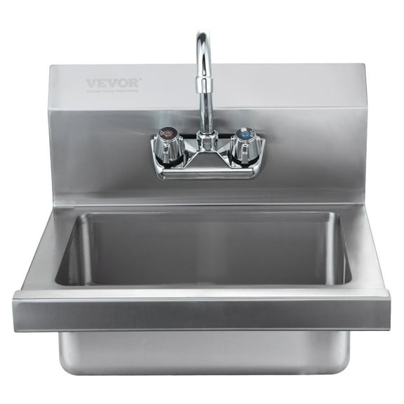 Compact Utility Sink for Garage or Home, NSF Stainless Steel Hand Wash Station with Faucet, Wall Mount Design