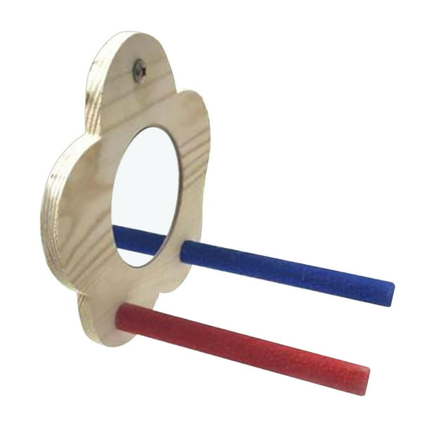 Espejo para pájaros con percha, percha para jaula de loros, accesorios para jaula, parque infantil 10 cm x 15 cm