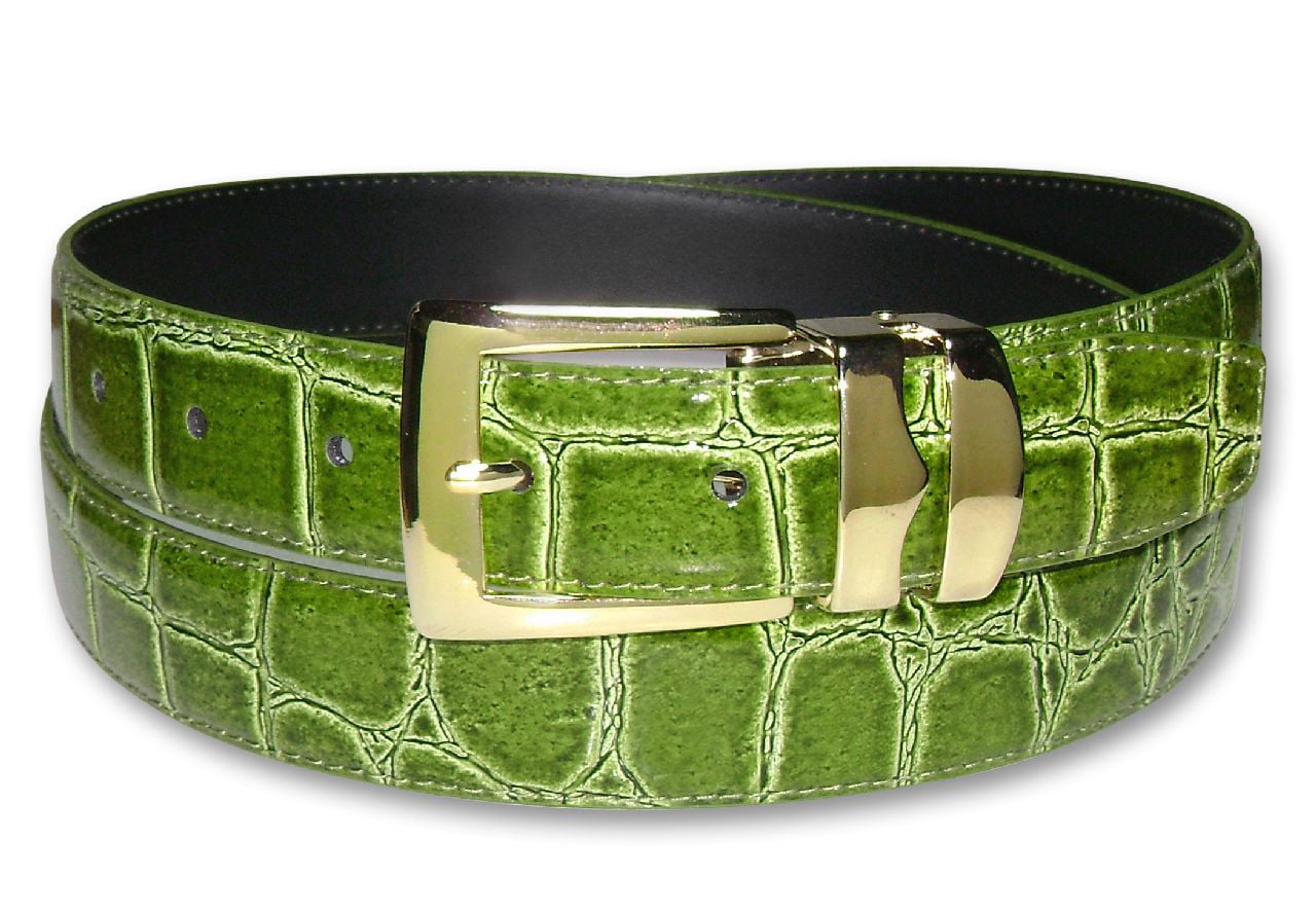 RAD Croc CELERY LIME GREEN Bonded Leather Men's Belt GoldTone Buckle ExtraLong XL Walmart