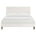 thumbnail image 4 of Modway Yasmine Channel Tufted Performance Velvet King Platform Bed in White, 4 of 8