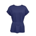 thumbnail image 4 of YMNXA Women's T Shirt Short Sleeve Round Neck Solid Color Fashion Comfortable Breathable Tee Top For Casual Daily Wear,Dark Blue,M, 4 of 4