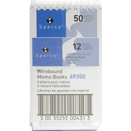 Sparco, SPR69350, Wirebound Memo Books, 1 Dozen