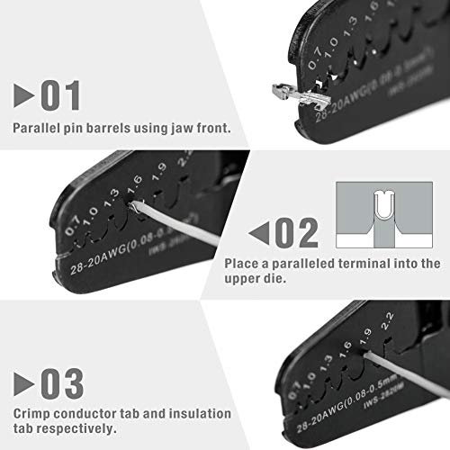 IWISS Mini Micro Open Barrel Crimping Tools Works on AWG28-20 JAM, Molex, Tyco, JST Terminals and Connectors used for FPV, Drone Servo