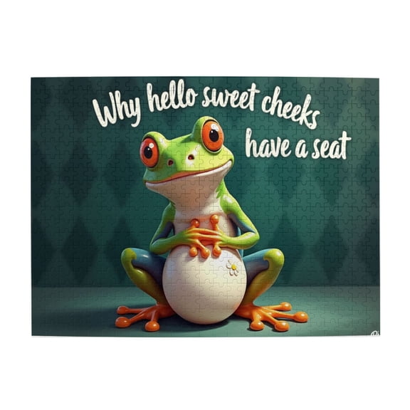 500 Piece Jigsaw Puzzle For Adults Cute Frog With Egg Funny Animal Puzzles Relaxing Brain Teaser Unique Home Decor Great Gift Idea 20.5X15In