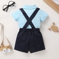 thumbnail image 4 of Younger Tree Toddler Boy Formal Outfit Summer Short Sleeve Button T-Shirts Bowtie Suspender Shorts Suits Clothes Set for 6-12 Months, 4 of 8