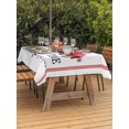 thumbnail image 2 of Outdoor Tablecloth with Umbrella Hole and Zipper, Christmas Rectangle Table Cloth 54x80 Inch Waterproof Tablecloth, Xmas Truck Tree Snowflake Red Striped Picnic Table Cover for Patio Camping, 2 of 7