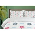 thumbnail image 4 of Ambesonne Nautical Duvet Cover Sets, Ship Helm Waves Retro, 2-King, Red Blue, 4 of 7