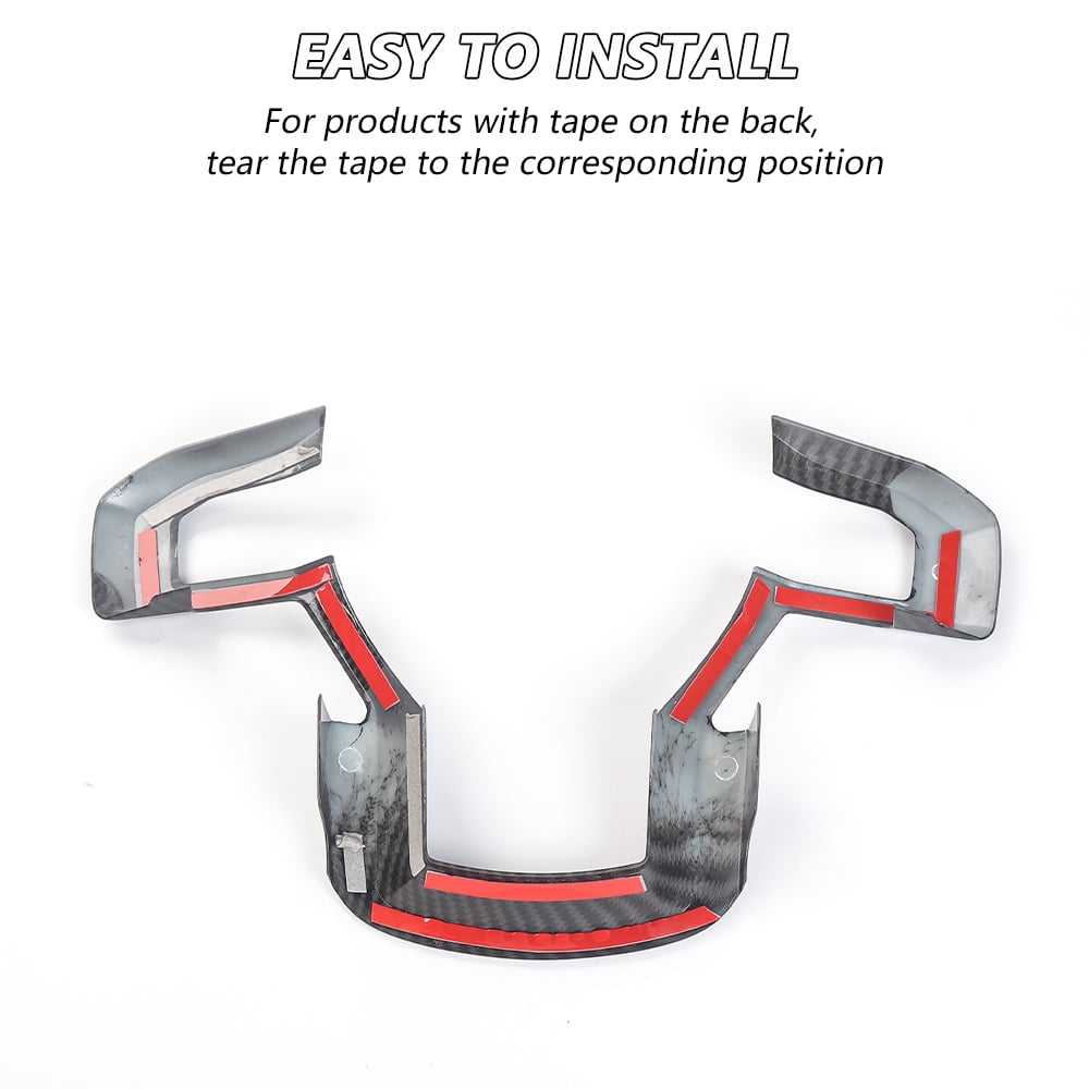 CheroCar ABS Carbon Fiber Steering Wheel Cover Trim for 2015-2020 Ford F150