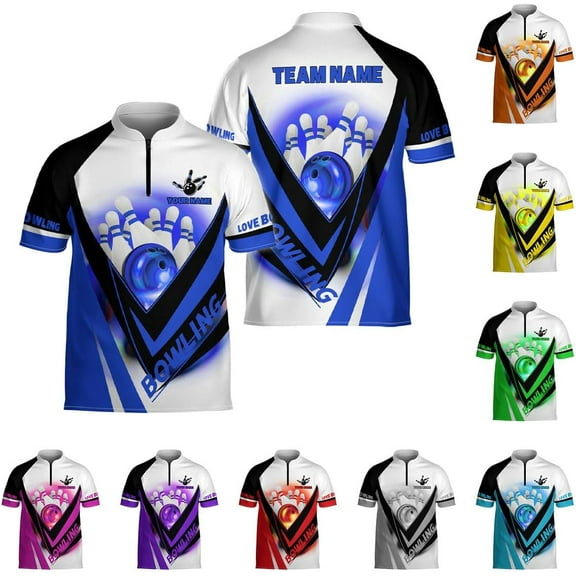 Personalized Bowling Jersey 3D, Bowling Shirts for Team, Bowling Shirt Unisex for Men Women, Bowling Shirts for Men (Blue, S)
