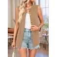thumbnail image 6 of Women'S 2025 Summer Sweater Vest Sleeveless Knit Cardigan Button Down Tank Tops Khaki XL, 6 of 9