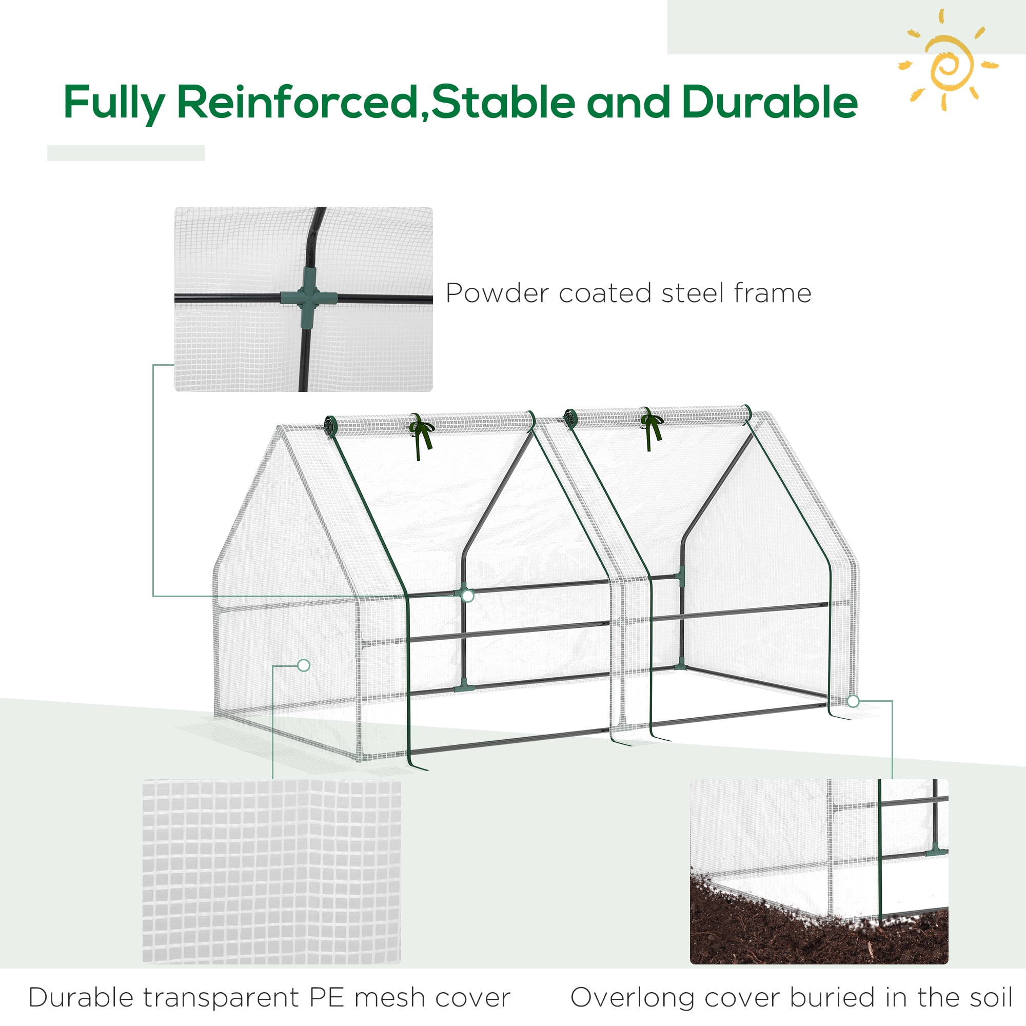 Outsunny 6' x 3' x 3' Portable Mini Greenhouse with Windows, White