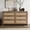 Reclaimed Caramel Oak, variant on SICOTAS 56.85" 6 Drawer Dresser,Rattan Dresser with Storage,Boho Dressers & Chests of Drawers Wooden Tall Dresser for Bedroom