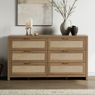Manhattan Comfort Amber Tall Dresser with Faux Leather Handles in Nature -  Walmart.com