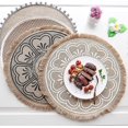 thumbnail image 4 of Round Burlap Woven Placemats Set of 6 15-Inch Jute Table Mats with Fringe Pompom Reusable Boho Farmhouse Rustic Place Mats for Parties Weddings Holida, 4 of 4