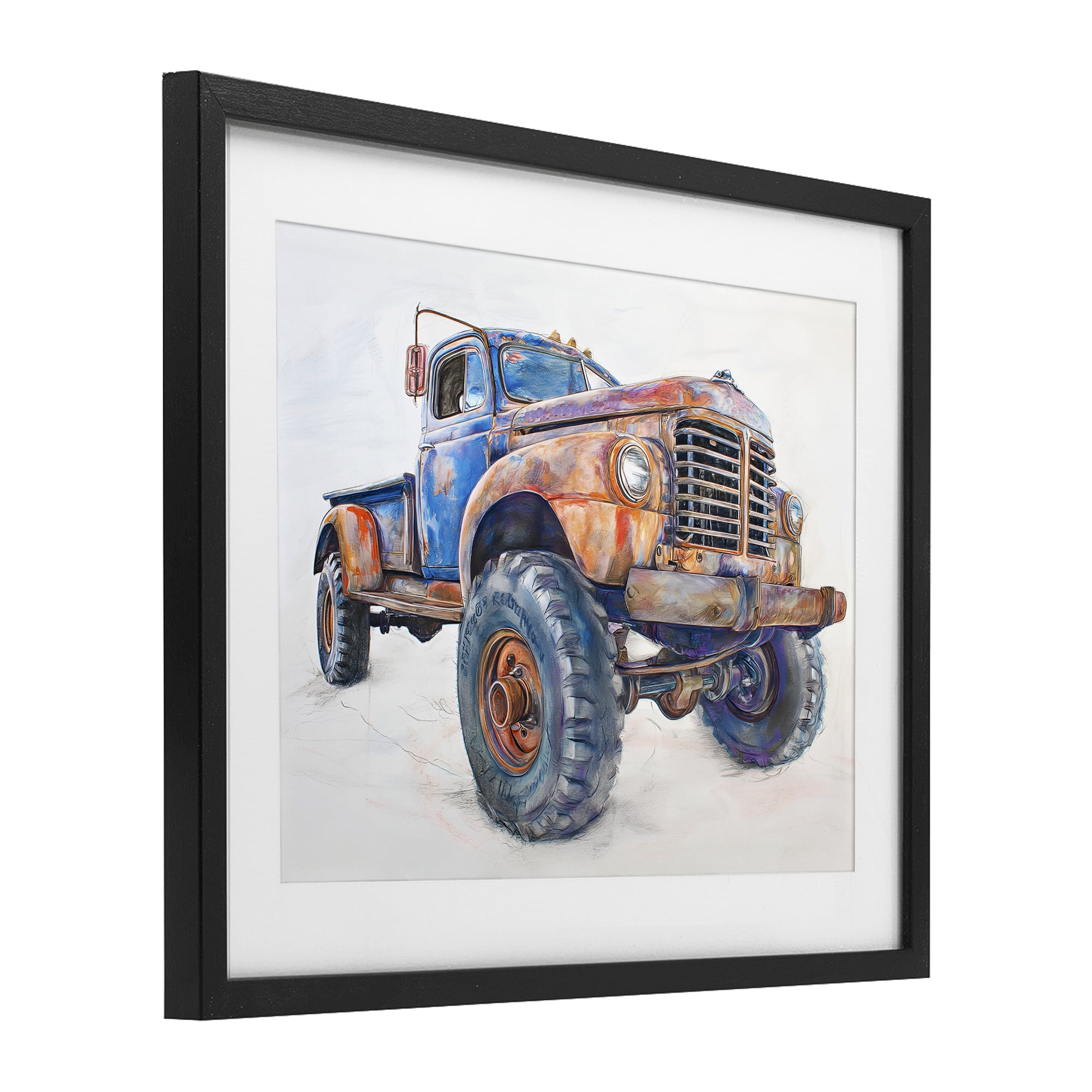 Stupell Industries Old Rustic Truck Illustration Black Framed Print Under Glass, design by Steve Hunziker