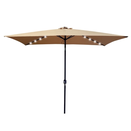Kmowoo Outdoor Patio Umbrella 10 Ftx6.5 Ft Rectangular Market Table Umbrella with Crank and Push Button Tilt