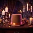thumbnail image 5 of Roll Brims Tall Top Hat for Adult Bowlers Hat Magicians Hat Halloween Party Hat Cosplay Costume Stage Show Headwear Brown, 5 of 7