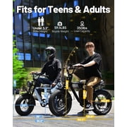 Electric Bike, 16x4.0 Fat Tire Ebikes for Adults, 750W Peak 25 MPH Electric Mountain Bike, 48V 10.4 AH Battery, 7-Speed E-Bike with Free Lock