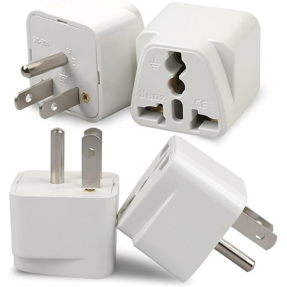 EcoNesxp US adapter white travel adapter European American universal adapter 4 pack universal adapter European American plug adapter