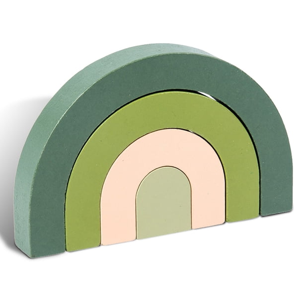 Paquete de 4 bloques de construcción de juguetes apilando juego juguetes juguetes educativos juguetes jugando aprendizaje para color forma geometría verde Yuarrent FN001467-02