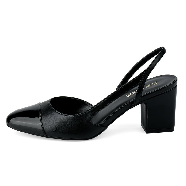JENN ARDOR Slingback Heels for Women, Low Block Heel Pumps, Square