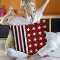 thumbnail image 4 of XIA0LE 4th of July Patriotic Decorative Throw Pillow 14x14in, Red White Blue Stripes Stars Outdoor Pillow, America Rustic Independence Day Cushion Home Decor (A), 4 of 5