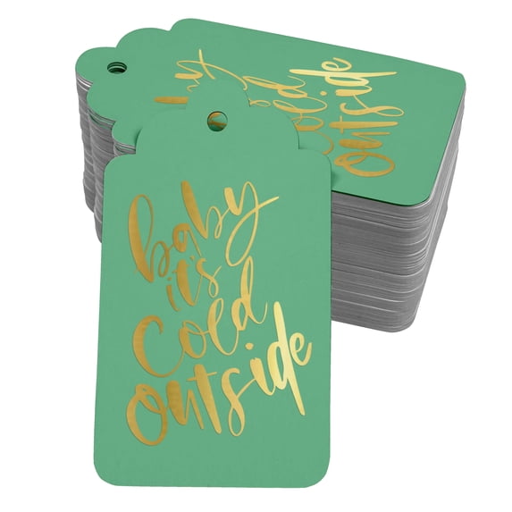 Inkdotpot Real Gold Foil Baby It's Cold Outside Baby Shower Tags Favor Hang Paper Tags 100 Pieces