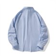 thumbnail image 4 of Iugvhana Men's Oversized Long Sleeve Cargo Shirts Loose Casual Solid Button Down Lapel Shirt Tops with Chest Pocket Light Blue XXXL, 4 of 9
