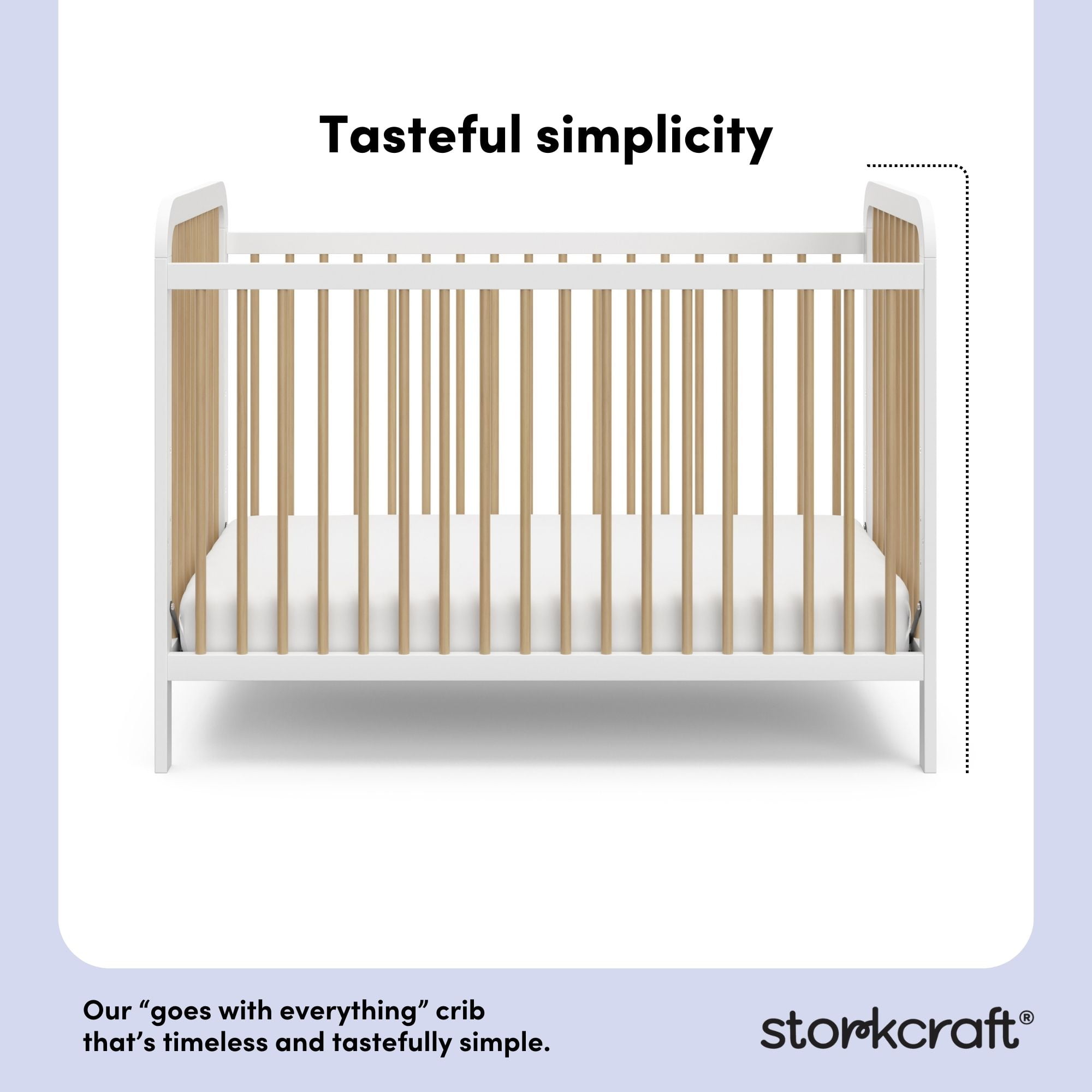 Storkcraft Pasadena 3-in-1 Convertible Baby Crib, White with Driftwood