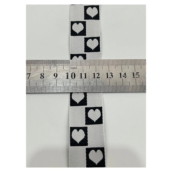 5 Yards 1 Inch 25MM White Black Peach Heart Geometric Jacquard Embroidered Ribbons DIY Decoration Webbing Trim For Collar Straps