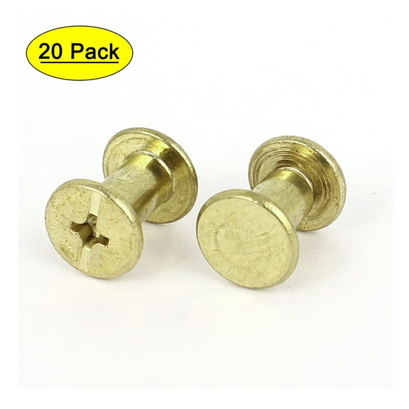 Uxcell 5x8mm Brass Plated Binding Chicago Screw Post for Album Leather Purse (20-pack)