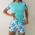 thumbnail image 2 of Atogsazn Womens Summer Rash Guard Swimsuit Casual Short Sleeve Tankini & Shorts Outfit Swimwear Tummy Control Bathing Suit Green S Fashion, 2 of 5