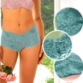 thumbnail image 2 of Scalloped Edge Green Lace Seamless Briefs - Womens Mid Rise Floral Panties No Show Breathable Tagless Underwear S-XL Everyday Valentine's Gift,Size XL, 2 of 6