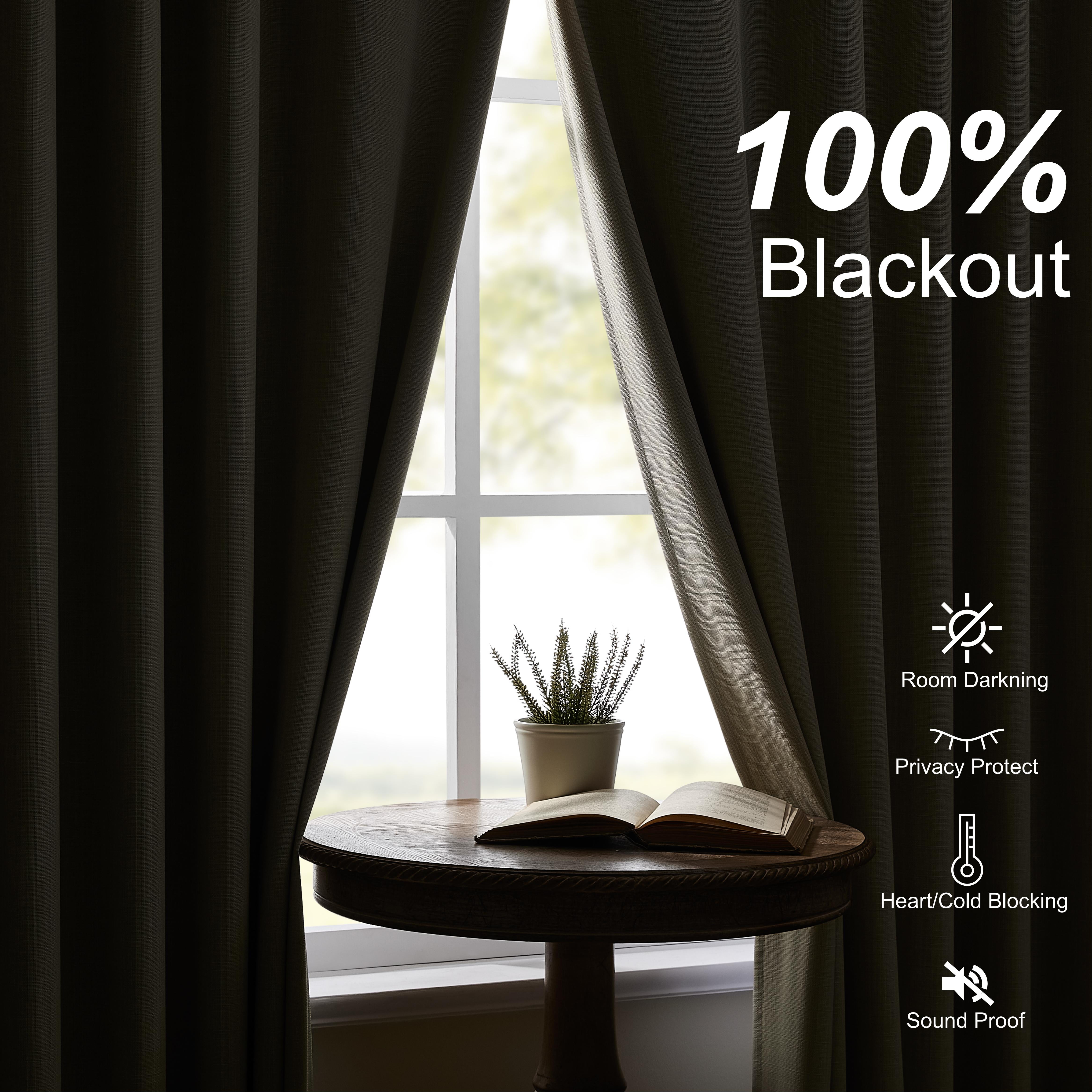 Muuphra Modern Linen Full Blackout Pinch Pleated Curtains for Bedroom Living Room,2 Panels,40"×84"
