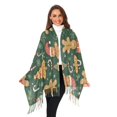 thumbnail image 3 of FORMRS Womens Scarf Winter Soft Long Big Warm Shawls Wrap Tassel Scarves, Beige Christmas Gingerbread, 3 of 9