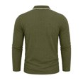 thumbnail image 6 of Zivyakyro Long Sleeve Polos for Men Fall Button Collared Casual Loose Shirts Textured Breathable Jacquard Green 2XL, 6 of 7